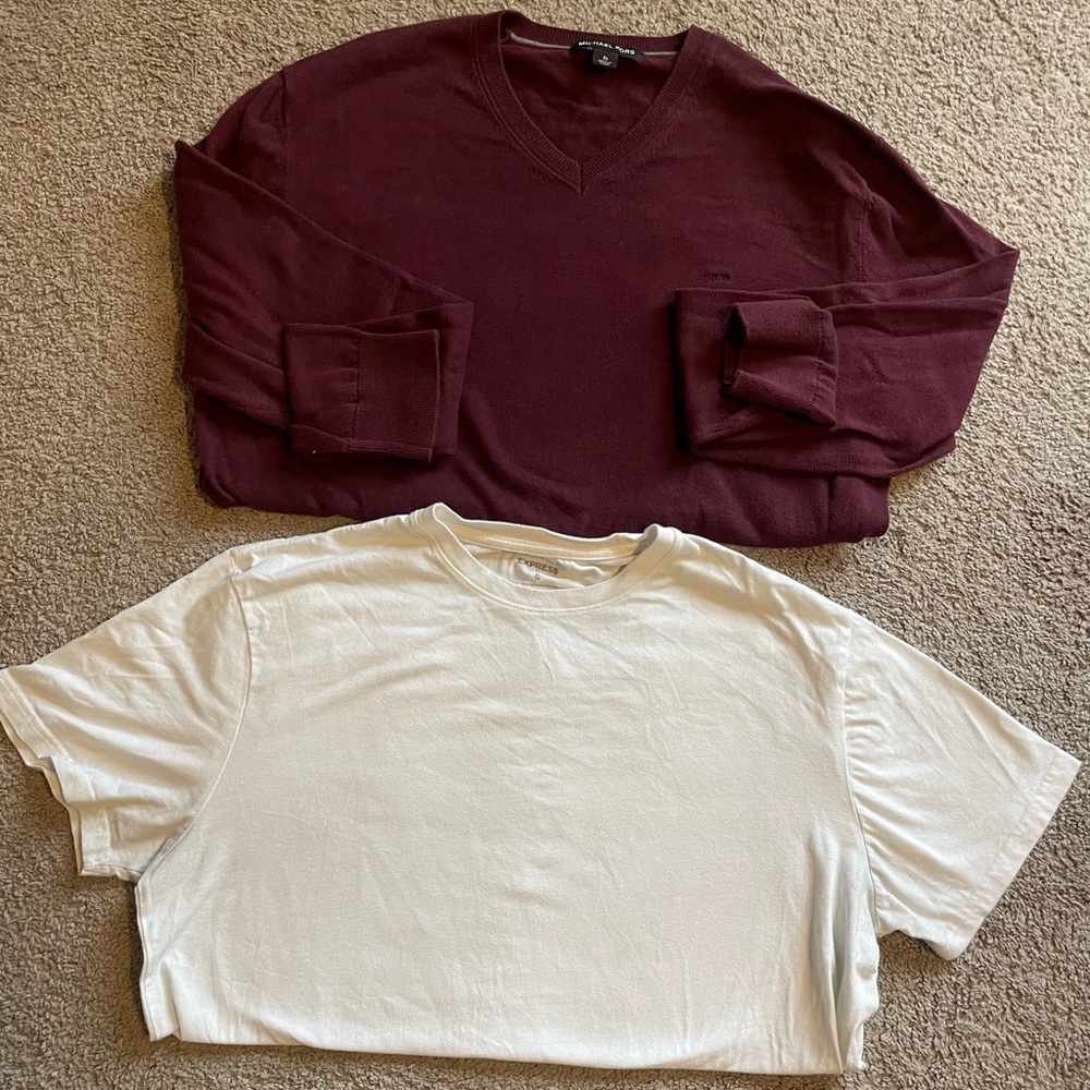 Men’s Michael Kors, long sleeve sweater & Express Tee